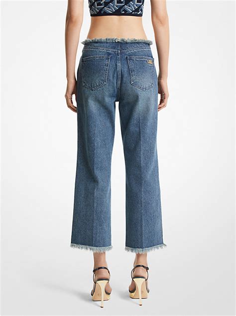 michael kors cropped jean with fringe black|frayed cropped jeans.